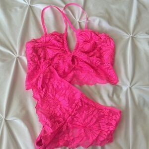 Aerie bralette neon pink set